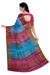 Blue Printed Bengal Tussar Saree - MIRASILKS Blue Printed Bengal Tussar Saree